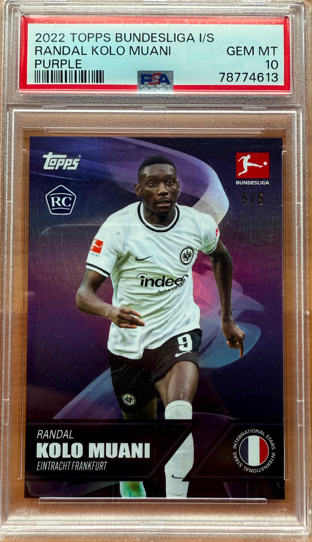 PSA 10 2022 TOPPS BUNDESLIGA I/S
RANDAL KOLO MUANI
PURPLE 5/5