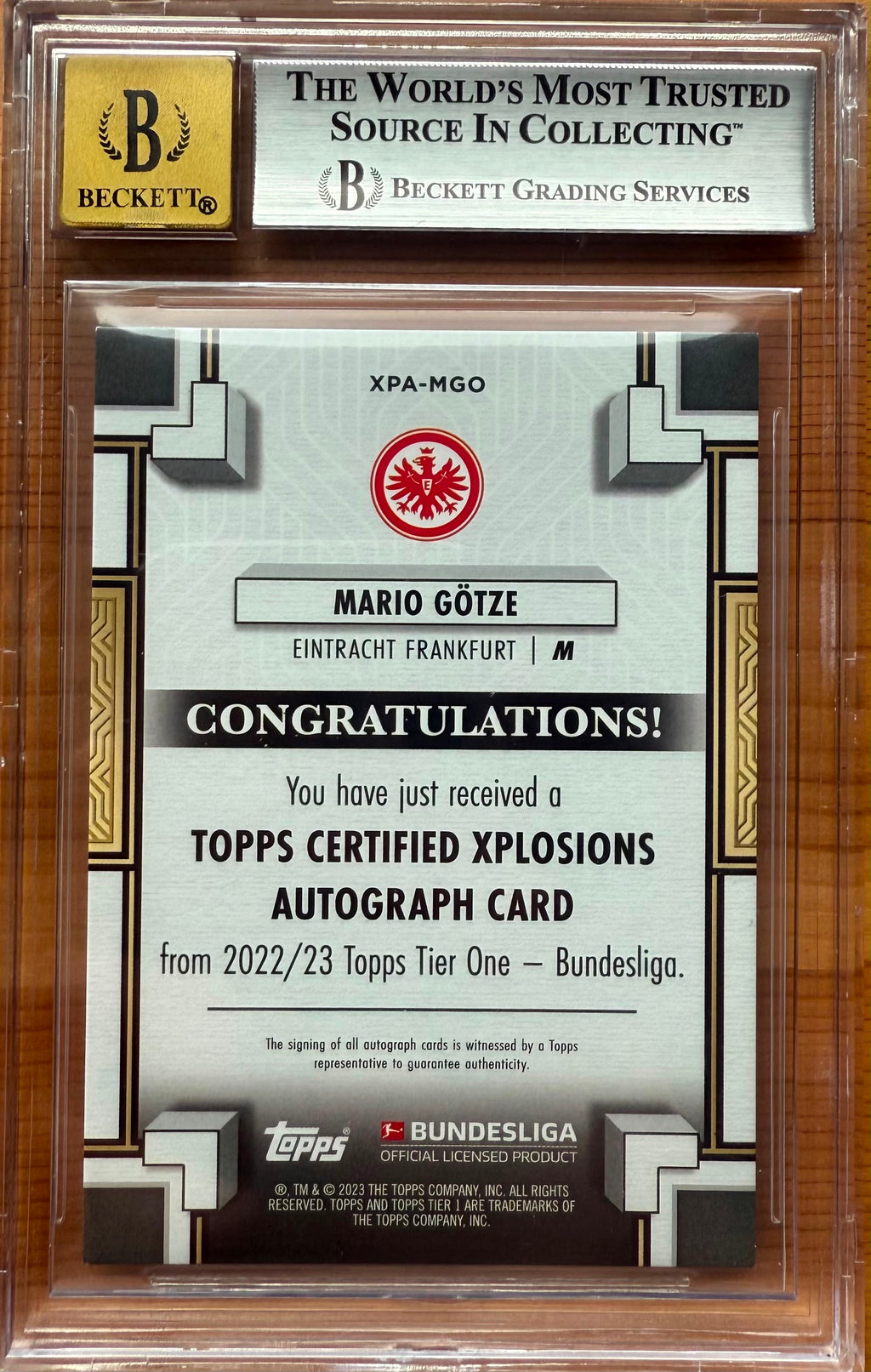 Beckett 9 Auto 10 2022-23 TOPPS TIER ONE
BUNDESLIGA XPLOSION AUTOS
BLACK
#XPAMGO MARIO GOTZE 14/25