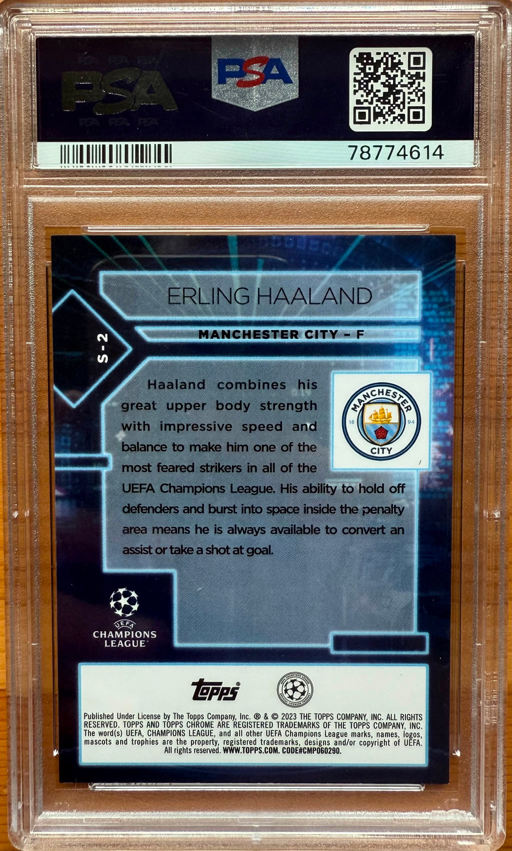 PSA 9. 2022-23 TOPPS CHROME UCC
ERLING HAALAND
SPECIMEN-GOLD LAVA REF CASE HIT 1:960