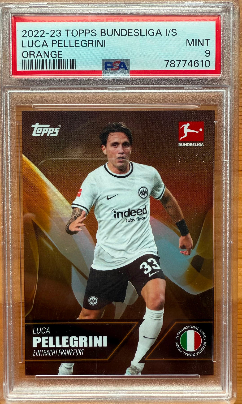 PSA 9.  2022-23 TOPPS BUNDESLIGA I/S
LUCA PELLEGRINI
ORANGE 25/25