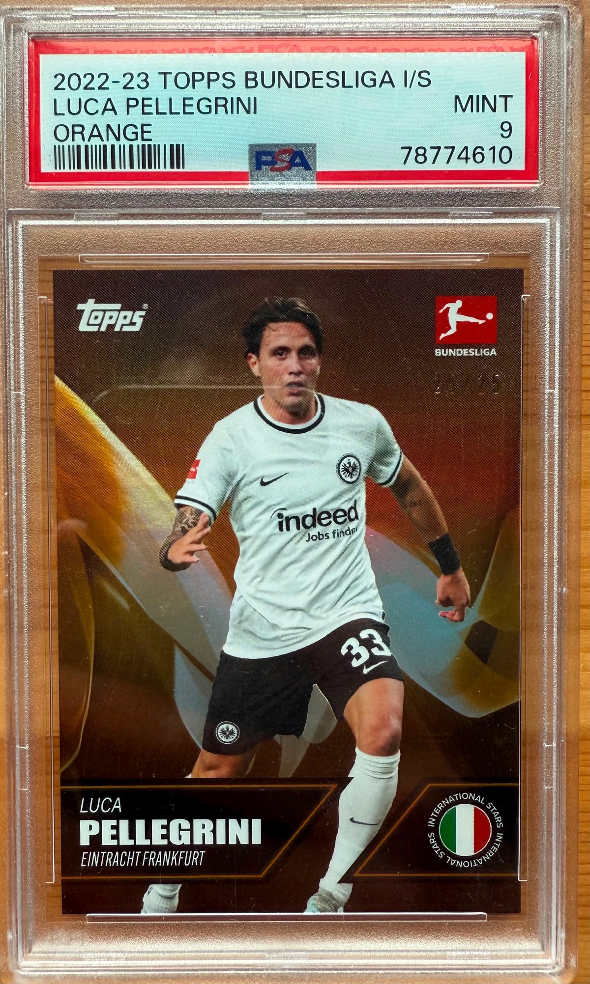 PSA 9.  2022-23 TOPPS BUNDESLIGA I/S
LUCA PELLEGRINI
ORANGE 25/25