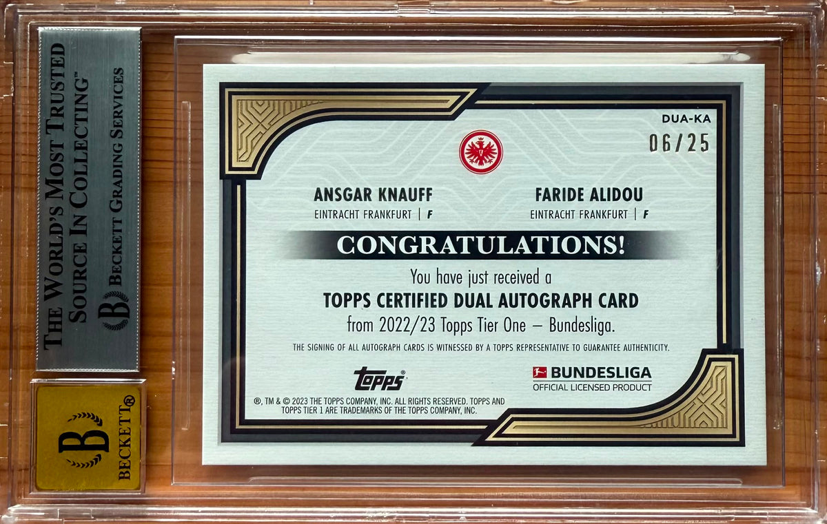 Beckett 9 Auto 10 2022-23 TOPPS TIER ONE 
BUNDESLIGA DUAL AUTOGRAPHS
#DUAKA KNAUFF/ALIDOU 06/25