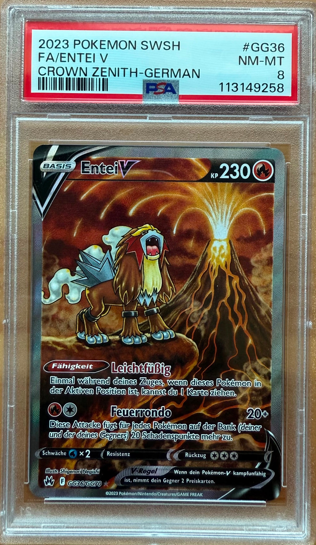 2023 POKEMON SWSH
FA/ENTEI V
CROWN ZENITH-GERMAN PSA 8